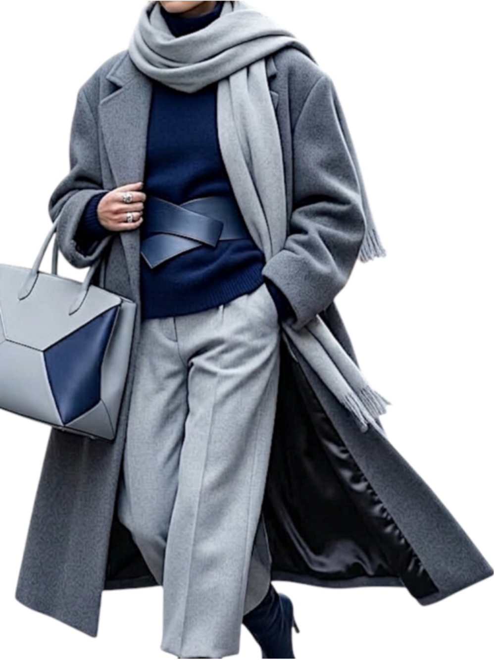 Vtg 80s cashmere blend grey boxy oversized old money quiet luxury overcoat 40S